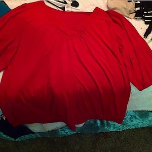 Dark red, v-neck, and airy.